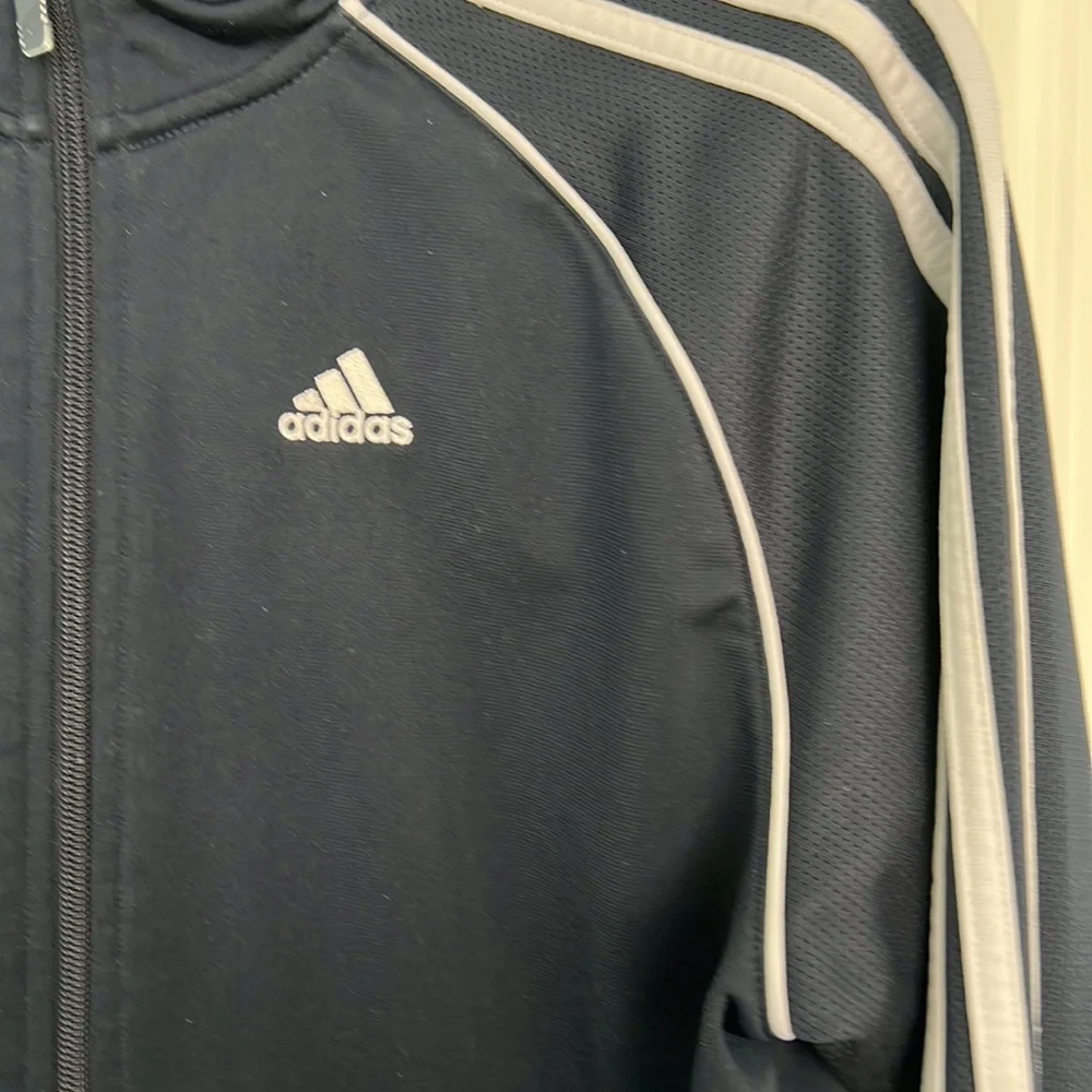 Adidas Black 3-Stripe Full Zip Track Jacket Unisex М - Picture 3 of 10